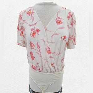 Lush Floral Bodysuit - Pink and White